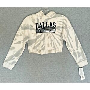NEW! Dallas Cowboys Cropped Hoodie Girls Youth Medium 7/8 Gray White Tie-Dye NWT
